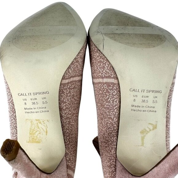 Call It Spring Womens Pink Pointed Toe Knit Ankle Boots W/ Stiletto Heel Sz 8 - Picture 4 of 12